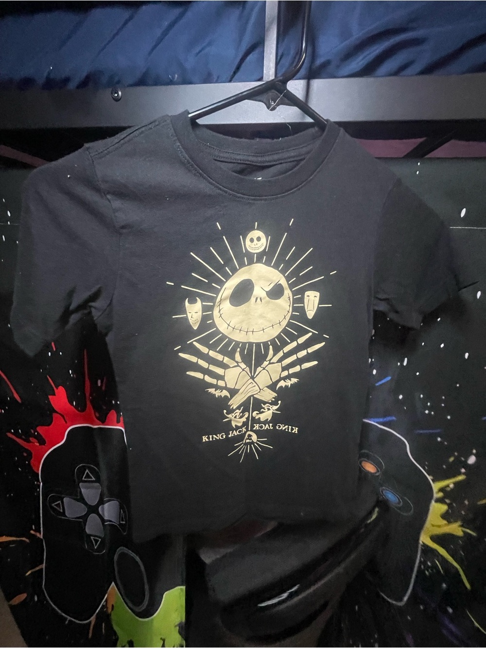 Disney Black Tee with Gold Jack Skellington Graphic